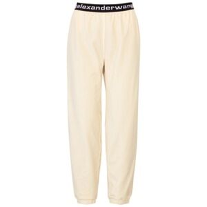 ALEXANDERWANG.T CREAM LOGO STRETCH-CORDUROY SWEATPANTS IN OFF WHITE